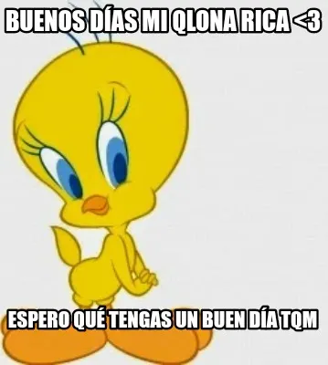 BUENOS DÍAS MI QLONA RICA <3 ESPERO QUÉ TENGAS UN BUEN DÍA TQM