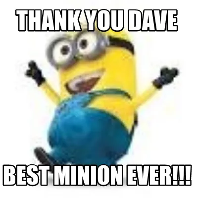THANK YOU DAVE BEST MINION EVER!!!