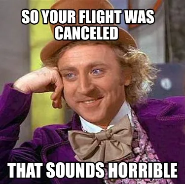 Funny So your flight was canceled That sounds horrible