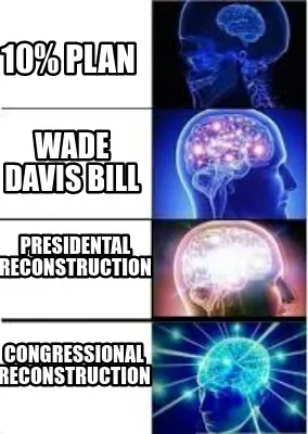 Funny 10% plan Congressional reconstruction Wade Davis Bill Presidental reconstruction