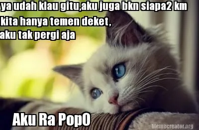 Ya udah klau gitu,aku juga bkn siapa2 km kita hanya temen deket, Aku Ra PopO aku