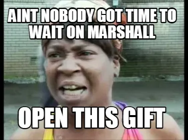 Funny aint nobody got time to wait on Marshall open this gift