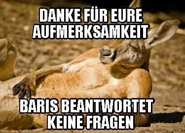 DANKE FÜR EURE AUFMERKSAMKEIT BARIS BEANTWORTET KEINE FRAGEN
