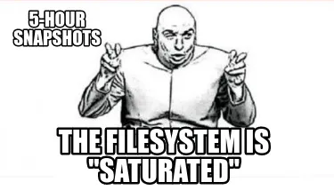 Funny 5-hour snapshots the filesystem is "saturated"
