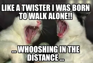 Funny Like a twister I was born to walk alone!! … whooshing in the distance …
