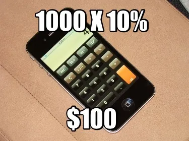 1000 x 10% $100