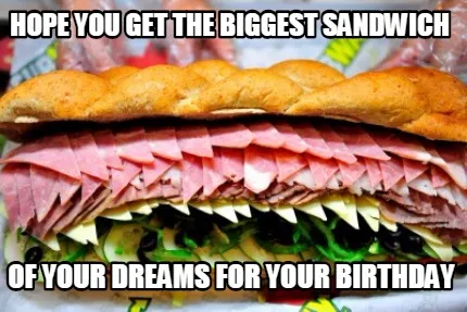 Funny Hope you get the biggest sandwich of your dreams for your birthday