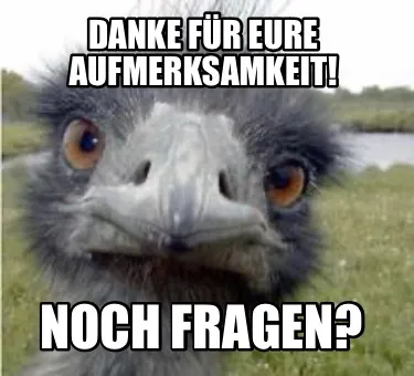 Danke für eure Aufmerksamkeit! Noch Fragen?