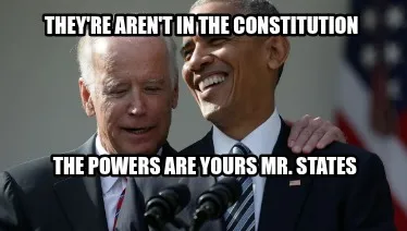 Funny They're aren't in the Constitution The powers are yours Mr. States
