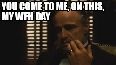 You come to me, on this, my WFH day