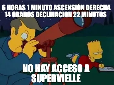 6 Horas 1 Minuto Ascensin Derecha 14 Grados Declinacion 22 Minutos No Hay Acceso