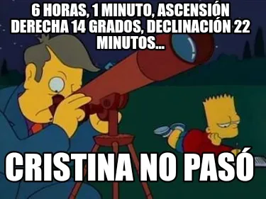 Funny 6 HORAS, 1 MINUTO, ASCENSIÓN DERECHA 14 GRADOS, DECLINACIÓN 22 MINUTOS... Cris