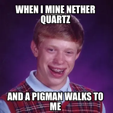 Funny When I mine Nether Quartz And a Pigman Walks to Me