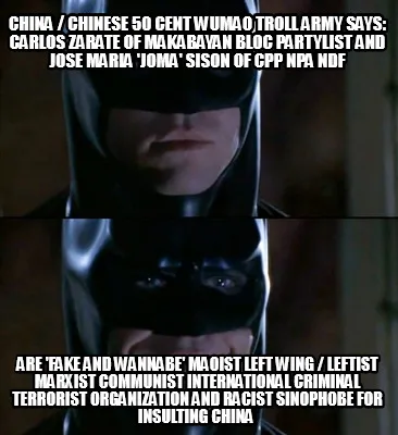 Funny China / Chinese 50 Cent Wumao Troll Army Says: Carlos Zarate of Makabayan Bloc P