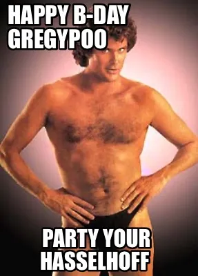 Funny Happy B-day Gregypoo Party your Hasselhoff