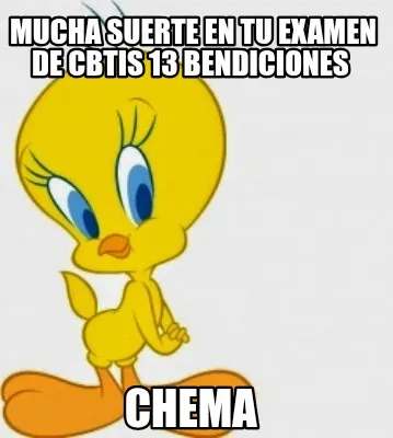 Mucha suerte en tu examen de CBTIS 13 bendiciones Chema