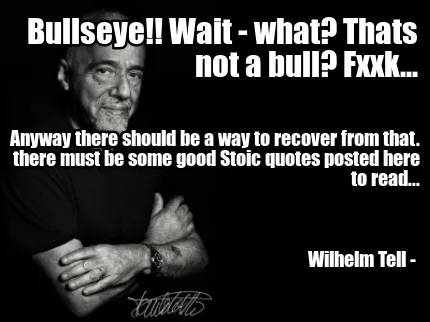 Bullseye!! Wait - what? Thats not a bull? Fxxk... Wilhelm Tell - Anyway there s
