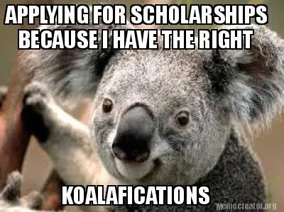 APPLYING FOR SCHOLARSHIPS BECAUSE I HAVE THE RIGHT KOALAFICATIONS