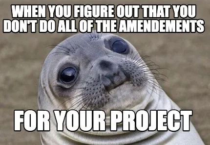 When you figure out that you don't do all of the amendements for your project