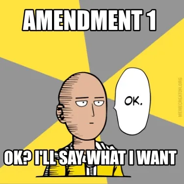 Funny Amendment 1 Ok? i'll say what I want