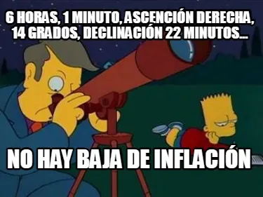 6 horas, 1 minuto, ascención derecha, 14 grados, declinación 22 minutos... no