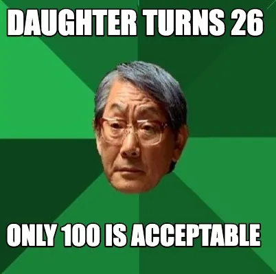 Daughter turns 26 only 100 is acceptable
