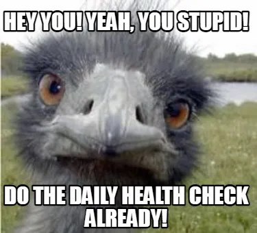 HEY YOU! YEAH, YOU STUPID! DO THE daily health check already!
