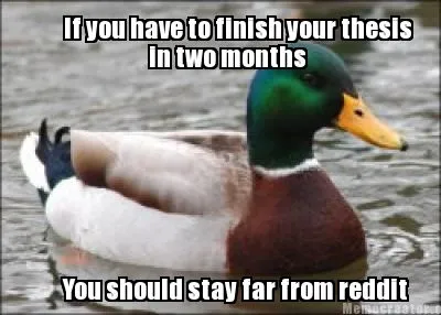 Funny If you have to finish your thesis in two months You should stay far from reddit