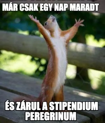 Már csak egy nap maradt És zárul a Stipendium Peregrinum