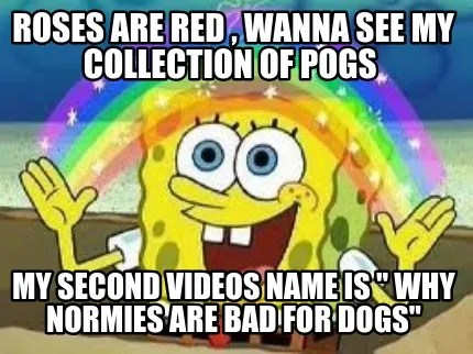 Roses are red , wanna see my collection of pogs my second videos name is " why