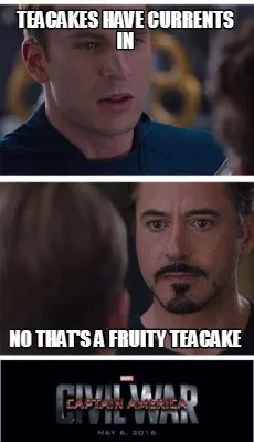 Teacakes have currents in No that's a fruity teacake