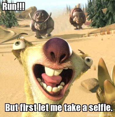 Run!!! But first let me take a selfie.