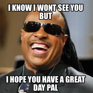 I know I wont see you but I hope you have a great day Pal