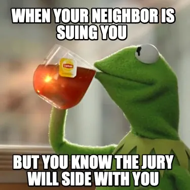 When your neighbor is suing you but you know the jury will side with you