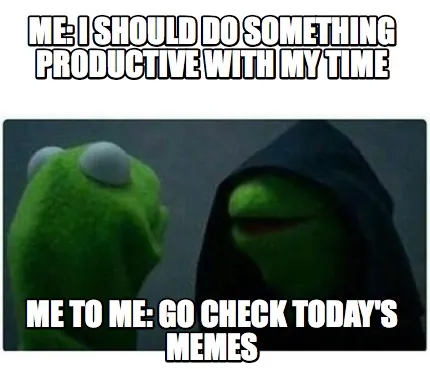 Me: I should do something productive with my time me to me: go check today's mem