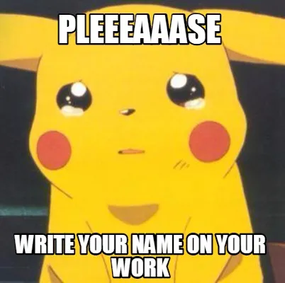 Funny pleeeaaase write your name on your work