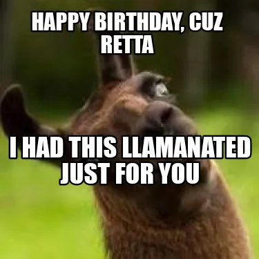HAPPY BIRTHDAY, CUZ RETTA I HAD THIS LLAMANATED JUST FOR YOU