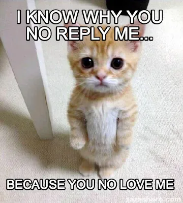 I know why you no reply me... because you no love me