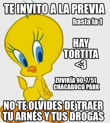 Te invito a la previa No te olvides de traer tu arnés y tus drogas Zuviría 90