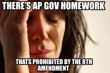 There’s ap gov homework thats prohibited by the 8th amendment