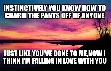 Instinctively you know how to charm the pants off of anyone just like you've don