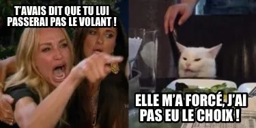 T’avais dit que tu lui passerai pas le volant ! Elle m’a forcé, j’ai pas