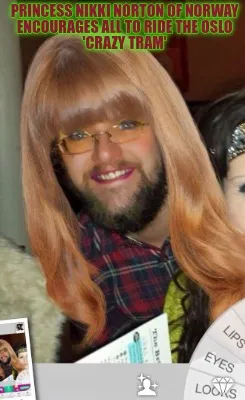 Funny Princess Nikki Norton of Norway encourages all to ride the Oslo 'Crazy Tram'