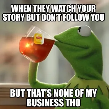 When they watch your story but don’t follow you But that’s none of my busine