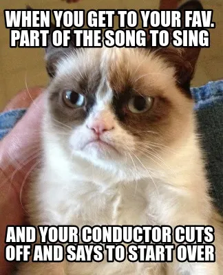 When you get to your fav. part of the song to sing And your conductor cuts off a