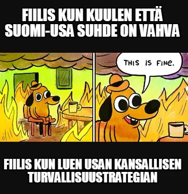 Fiilis kun kuulen että Suomi-USA suhde on vahva Fiilis kun luen USAn kansallise