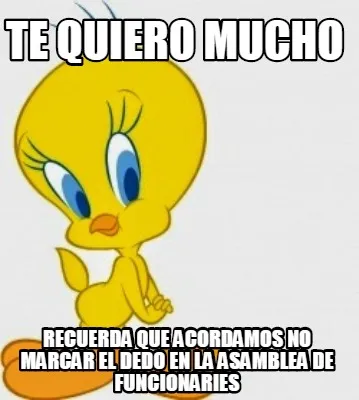 Te quiero mucho recuerda que acordamos no marcar el dedo en la asamblea de funci