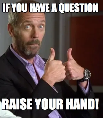 Funny if you have a question raise your hand!