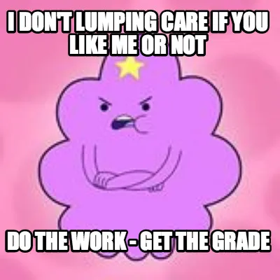 I don't lumping care if you like me or not Do the work - Get the Grade