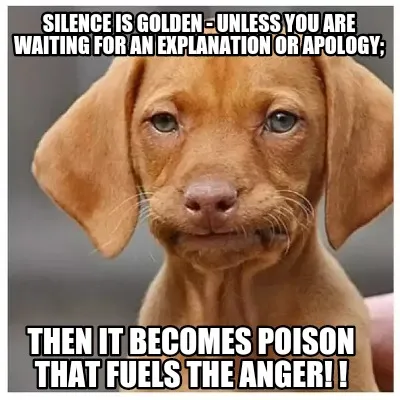 Funny Silence is Golden - unless you are waiting for an explanation or apology; Then i